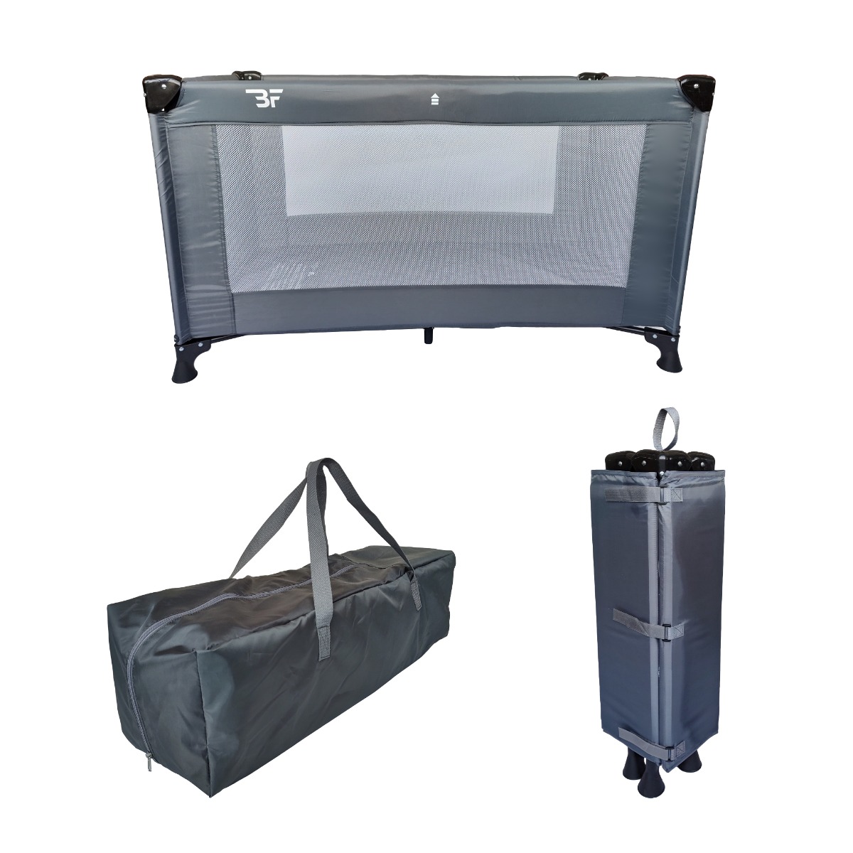 Bebies First Campingbedje / Reisbed Dark Grey Inclusief Transporttas