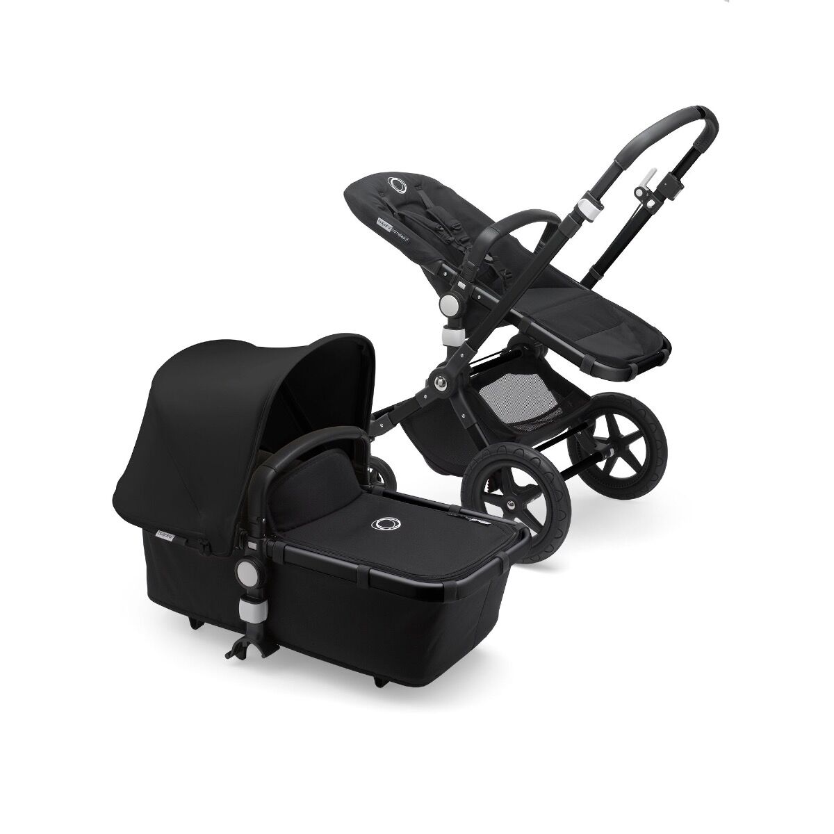 Bugaboo Cameleon 3 Plus kinderwagen/stoel/reiswieg, zwart frame/zwarte stof/zwarte zonnekap online kopen