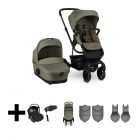 Easywalker Kinderwagen 3 in 1 Harvey³ Sage Green + Autostoel en Isofix Base + Voetenzak + Adapters