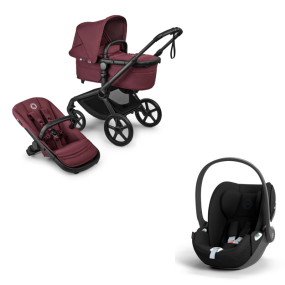 Bugaboo Kinderwagen 3 in 1 Fox 5 Renew Complete Black | Dark Cherry + Cybex Autostoel Groep 0 Cloud T I Size Sepia Black