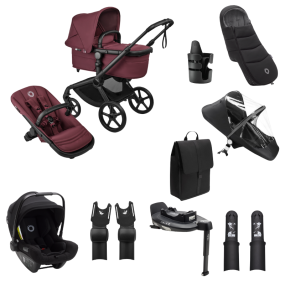 Bugaboo Kinderwagen Fox 5 Renew Ultieme Newborn Bundel Complete Black | Dark Cherry