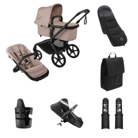 Bugaboo Kinderwagen Fox 5 Renew Essentiële Bundel Complete Black | Desert Taupe Melange