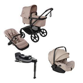 Bugaboo Kinderwagen 3 in 1 Fox 5 Renew Complete Black | Desert Taupe Melange + Bugaboo Autostoel Otter by Nuna Groep 0 + Draaibare Isofix Base 360