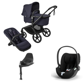 Bugaboo Kinderwagen 3 in 1 Fox 5 Renew Complete Black | Deep Indigo + Cybex Autostoel Groep 0 Cloud T I Size Sepia Black + Draaibare Base T Black