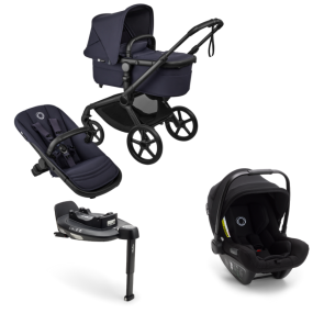 Bugaboo Kinderwagen 3 in 1 Fox 5 Renew Complete Black | Deep Indigo + Bugaboo Autostoel Groep 0 Turtle Air by Nuna Black + Draaibare Isofix Base 360