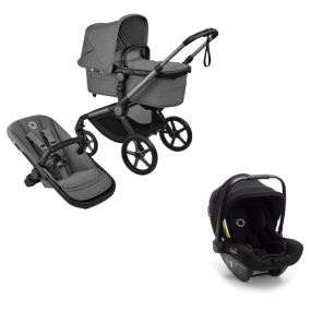Bugaboo Kinderwagen 3 in 1 Fox 5 Renew Complete Graphite | Moon Grey + Bugaboo Autostoel Groep 0 Turtle Air by Nuna Black