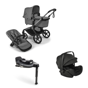 Bugaboo Kinderwagen 3 in 1 Fox 5 Renew Complete Graphite | Moon Grey + Bugaboo Autostoel Otter by Nuna Groep 0 + Draaibare Isofix Base 360