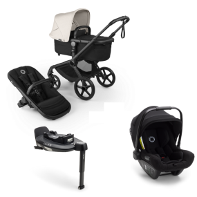 Bugaboo Kinderwagen 3 in 1 Fox 5 Renew Complete Black | Heritage Black Misty White + Bugaboo Autostoel Groep 0 Turtle Air by Nuna Black + Draaibare Isofix Base 360