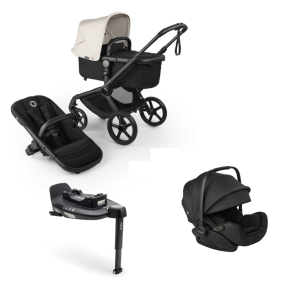Bugaboo Kinderwagen 3 in 1 Fox 5 Renew Complete Black | Heritage Black Misty White + Bugaboo Autostoel Otter by Nuna Groep 0 + Draaibare Isofix Base 360
