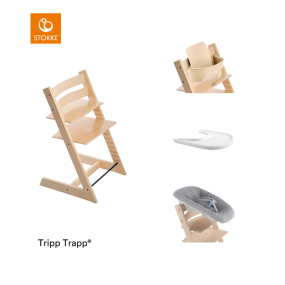 Stokke® Kinderstoel Tripp Trapp® Natural + Newborn Set™ + Baby Set™ Natural + Tray™