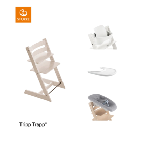 Stokke® Kinderstoel Tripp Trapp® Whitewash + Newborn Set™ + Baby Set™ White + Tray™
