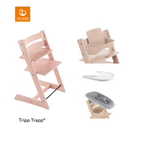 Stokke® Kinderstoel Tripp Trapp® Serene Pink  + Newborn Set™ + Baby Set™ Serene Pink + Tray™