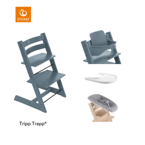 Stokke® Kinderstoel Tripp Trapp® Fjord Blue + Newborn Set™ + Baby Set™ Fjord Blue + Tray™