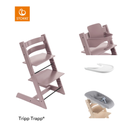 Stokke® Kinderstoel Tripp Trapp® Heather Mauve + Newborn Set™ + Baby Set Heather Mauve™ + Tray™