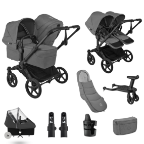 Bugaboo Donkey 6 Double Essential Bundle Black | Moon Grey