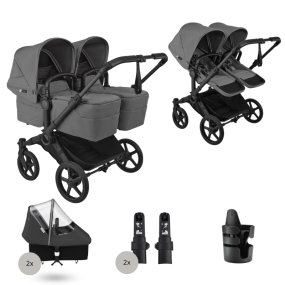 Bugaboo Donkey 6 Tweeling Essential Bundle Black | Moon Grey