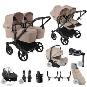 Bugaboo Donkey 6 Tweeling Ultimate Newborn Bundle Black | Desert Taupe Melange