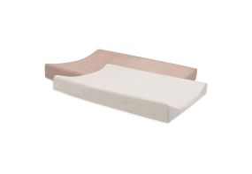 Jollein Aankleedkussenhoes Badstof 50x70cm Wild Rose/Ivory - 2 Stuks