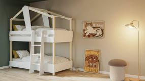 Stapelbed Timber 90x200 cm Mat Wit/Massief Den