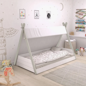 Totem Bed 90x200 Mat Wit/Beige