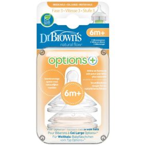 Dr. Brown's Options speen Brede Halsfles Fase 3 (2 Stuks)