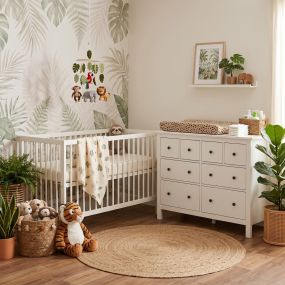 Born Lucky Babykamer 2 Delig Baby Bed Mees + Commode Bretagne Wit