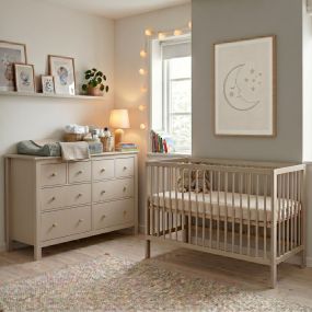 Born Lucky Babykamer 2 Delig Baby Bed Mees + Commode Bretagne Clay