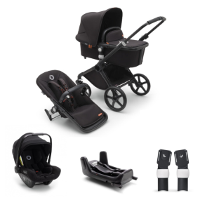 Bugaboo Kinderwagen 3 In 1 Fox Cub Compleet Black Midnight Black + Isofix Base + Autostoel Adapters