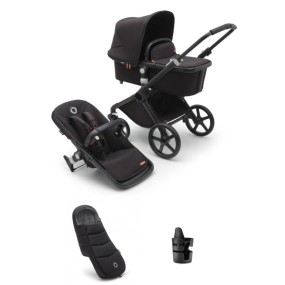 Bugaboo Kinderwagen 2 In 1 Fox Cub Compleet Black Midnight Black + Voetenzak + Cupholder