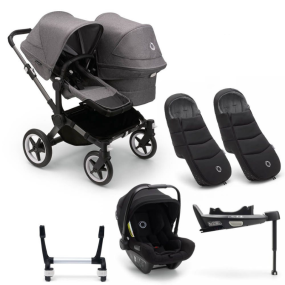 Bugaboo Donkey 5 Duo Kinderwagen 3 In 1 Graphite Grey Melange + Isofix Base + Voetenzak