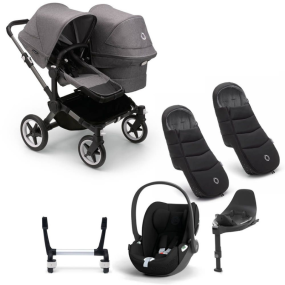 Bugaboo Donkey 5 Duo Kinderwagen 3 In 1 Graphite Grey Melange Met Cybex Cloud T Groep 0 Autostoel + Isofix Base + Voetenzak