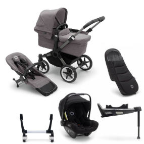 Bugaboo Donkey 5 Mono Kinderwagen 3 In 1 Graphite Grey Melange + Isofix Base + Voetenzak