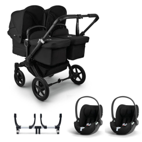Bugaboo Donkey 5 Tweeling Kinderwagen 3 In 1 Black Midnight Black Met Twee Cybex Cloud T Groep 0 Autostoelen