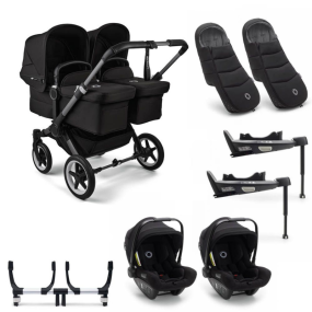 Bugaboo Donkey 5 Tweeling Kinderwagen 3 In 1 Graphite Midnight Black + Isofix Base + Voetenzak
