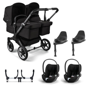 Bugaboo Donkey 5 Tweeling Kinderwagen 3 In 1 Graphite Midnight Black Met Twee Cybex Cloud T Groep 0 Autostoelen + Isofix Base