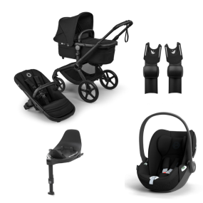 Bugaboo Kinderwagen 3 in 1 Fox 5 Renew Complete Black | Heritage Black + Cybex Autostoel Groep 0 Cloud T I Size Sepia Black + Draaibare Base T Black + Autostoel adapters