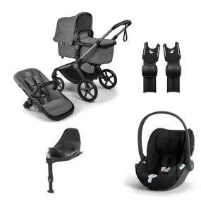 Bugaboo Kinderwagen 3 in 1 Fox 5 Renew Complete Graphite | Moon Grey + Cybex Autostoel Groep 0 Cloud T I Size Sepia Black + Draaibare Base T Black + Autostoel adapters