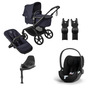 Bugaboo Kinderwagen 3 in 1 Fox 5 Renew Complete Black | Deep Indigo + Cybex Autostoel Groep 0 Cloud T I Size Sepia Black + Draaibare Base T Black + Autostoel adapters
