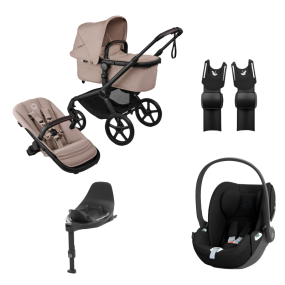 Bugaboo Kinderwagen 3 in 1 Fox 5 Renew Complete Black | Desert Taupe Melange + Cybex Autostoel Groep 0 Cloud T I Size Sepia Black + Draaibare Base T Black + Autostoel adapters