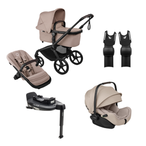 Bugaboo Kinderwagen 3 in 1 Fox 5 Renew Complete Black | Desert Taupe Melange + Bugaboo Autostoel Otter by Nuna Groep 0 + Draaibare Isofix Base 360 + Autostoel adapters