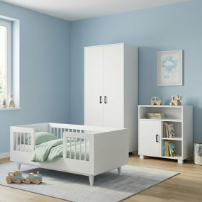 Cabino Peuterkamer Timo Wit 3 Delig met Commode Mila en Mila Kledingkast