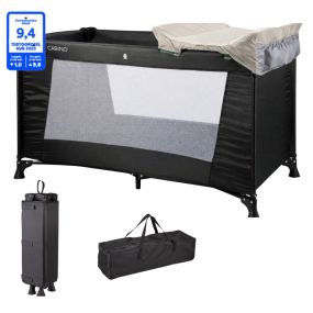 Cabino Campingbed Zwart & Xtra Care Set Beige