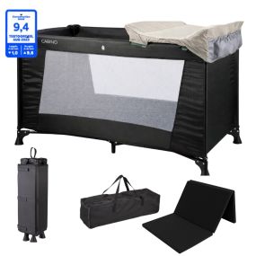 Cabino Campingbed Zwart & Xtra Care set Beige + Matras