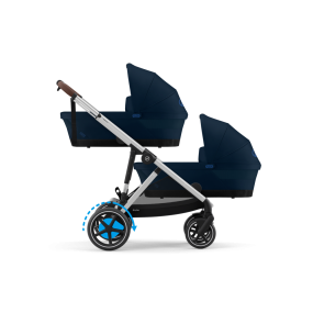 Cybex Tweeling Kinderwagen e-Gazelle S Silver Ocean Blue Navy Blue