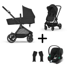 Cybex Kinderwagen 3 In 1 Cybex EOS Black Moon Black + Cybex Autostoel Aton B2 I-Size