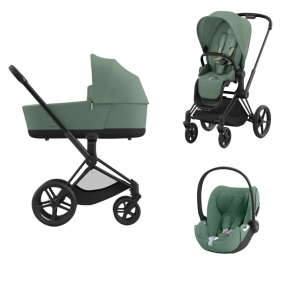 Cybex Priam Kinderwagen 3 in 1 Matt Black Leaf Green Dark Green