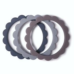 Mushie Bijtring Armbanden 3 Stuks Steel/Dove Grey/Stone