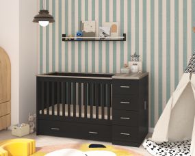 Cabino Combi Ledikant Memphis Zwart Eiken