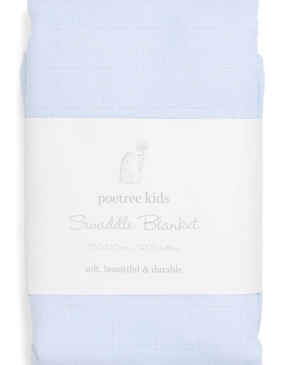 Poetree Kids Swaddle Doek Licht Blauw 120x120cm