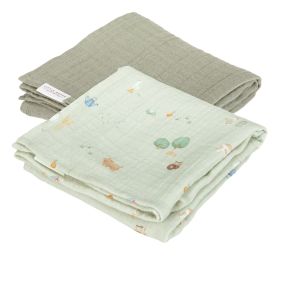 Little Dutch Swaddle Doeken Set Hydrofiel 70x70 Little Farm/Olive